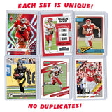 Kansas City Chiefs Super Bowl LVII Football Card Bundle, Set of 6 Assorted Patrick Mahomes Travis Kelce Juju Smith Schuster Edwards Helaire Clark Jones Football Cards Protected by Sleeve and Toploader