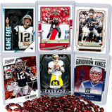 Tom Brady Football Card Bundle, Set of 6 Assorted Mint Football Cards, Sleeved and Toploaded