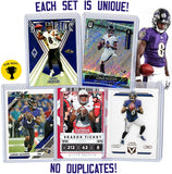 Lamar Jackson Football Card Bundle, Set of 5 Assorted Baltimore Ravens and Louisville Cardinals Mint Football Cards Gift Set of Heisman MVP Quarterback Lamar Jackson, Protected by Sleeve and Toploader