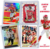 Patrick Mahomes Football Card Bundle, Set of 4 Assorted Kansas City Chiefs and Texas Tech Red Raiders Mint Football Cards Gift Set of MVP Quarterback Patrick Mahomes, Protected by Sleeve and Toploader