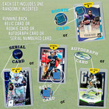 NFL Running Back Football Card Bundle, Assorted Set of 12 Mint Star RB Football Cards Gift Set, Includes one Relic, Serial, or Rookie, Protected by Sleeve and Toploader