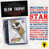 NFL Running Back Football Card Bundle, Assorted Set of 12 Mint Star RB Football Cards Gift Set, Includes one Relic, Serial, or Rookie, Protected by Sleeve and Toploader