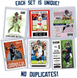 Russell Wilson Football Card Bundle, Set of 6 Assorted Seattle Seahawks and Wisconsin Badgers Mint Football Cards of Quarterback Super Bowl Champion Russell Wilson, Protected by Sleeve and Toploader