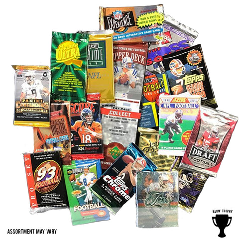 Football Card Packs Decade Bundle - 5 Packs of Football Trading Cards from 1990's 2000's 2010's
