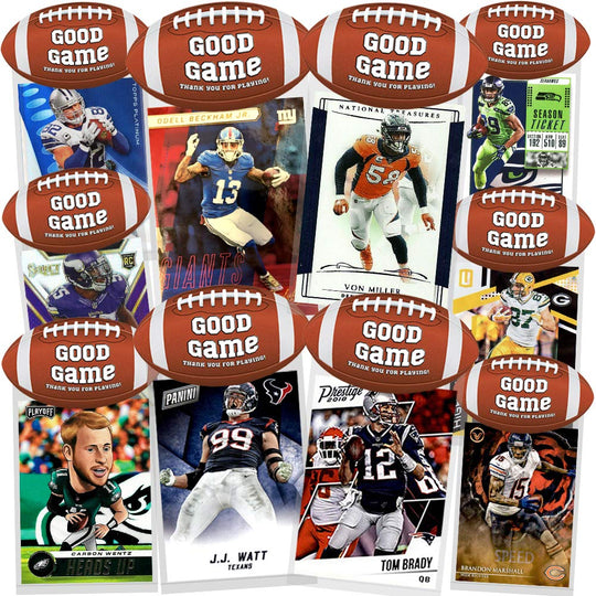Football Party Favor 10 Pack, 6 Assorted Football Cards Per Pack, Creative HASSLE FREE  Gift Bags