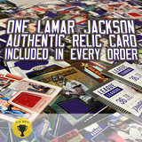Lamar Jackson Football 3 Card Set with One Authentic Lamar Jackson Jersey Relic Memorabilia Card - Baltimore Ravens Louisville Cardinals